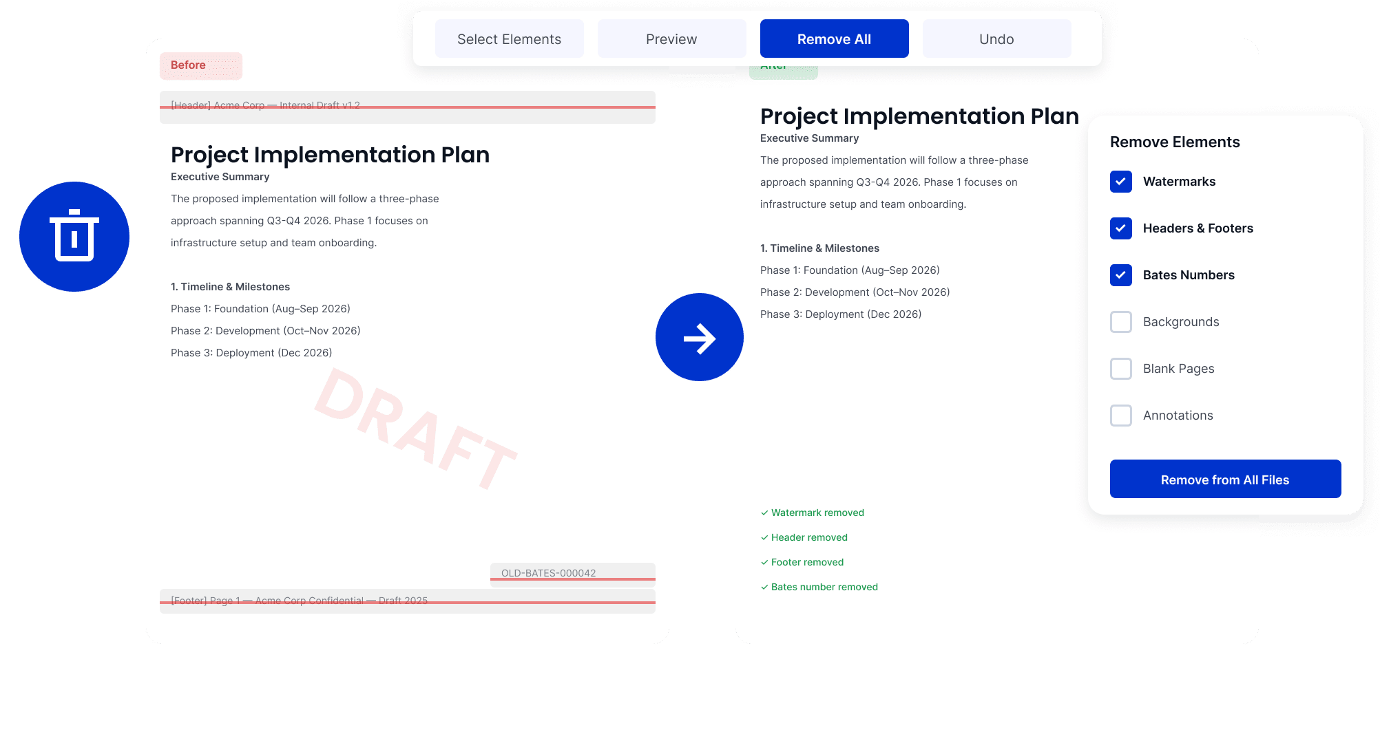 Remove Unwanted Pages and Marks from Multiple PDFs